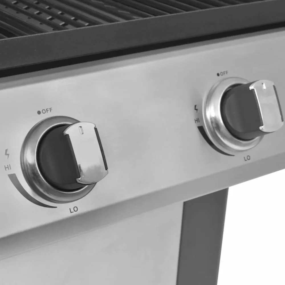 vidaXL Parrilla de Gas con Quemador con rueda con puerta Plateado Sale