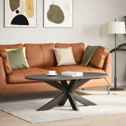 vidaXL Accesorios Para Mesas-Pata para mesa de centro con forma de araña, color negro, 98 x 58 x (42-43) cm, acero