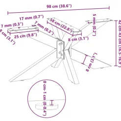 vidaXL Pata para mesa de centro con forma de araña, , 98 x 58 x (42-43) cm, acero Antracita Discount