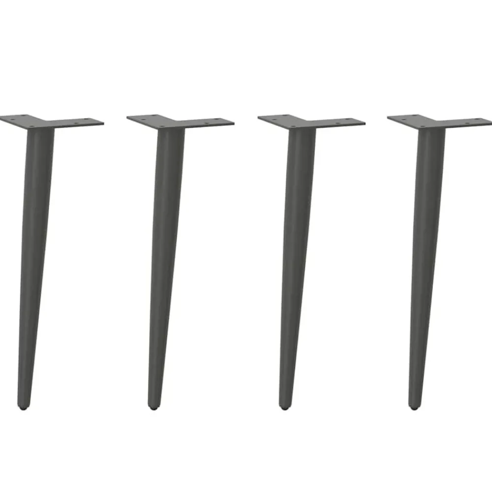 vidaXL Patas cónicas para mesa de centro (4 unidades), , 30-31 cm, acero Antracita New