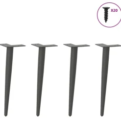 vidaXL Patas cónicas para mesa de centro (4 unidades), , 30-31 cm, acero Antracita New