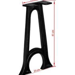 vidaXL Accesorios Para Mesas-Patas de banco base arqueada en forma de A hierro fundido2 uds