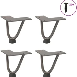 vidaXL Patas de horquilla para mesa de centro (4 unidades, acero , 10 cm, acero macizo) Natural Discount