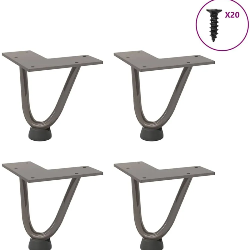 vidaXL Patas de horquilla para mesa de centro (4 unidades, acero , 10 cm, acero macizo) Natural Discount