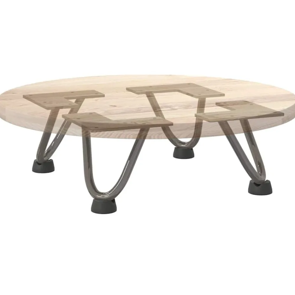 vidaXL Patas de horquilla para mesa de centro (4 unidades, acero , 10 cm, acero macizo) Natural Discount