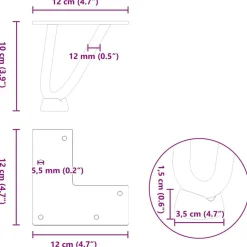 vidaXL Patas de horquilla para mesa de centro (4 unidades, acero , 10 cm, acero macizo) Natural Discount