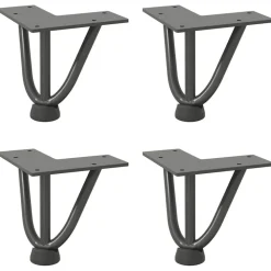 vidaXL Accesorios Para Mesas-Patas de horquilla para mesa de centro (4 unidades, , 10 cm, acero macizo)