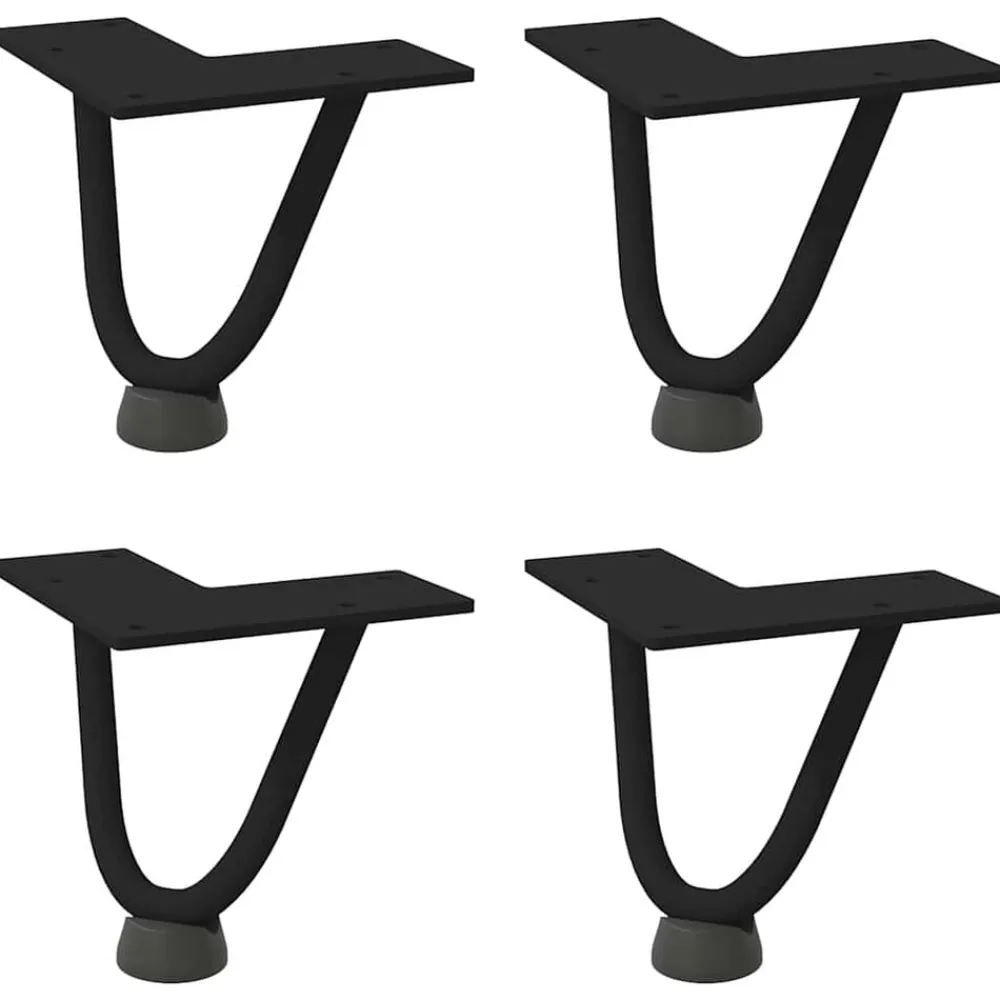 vidaXL Accesorios Para Mesas-Patas de horquilla para mesa de centro (4 unidades), color , 10 cm, acero macizo