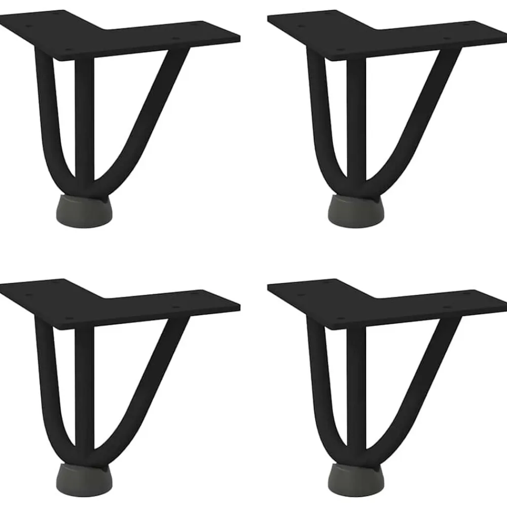 vidaXL Accesorios Para Mesas-Patas de horquilla para mesa de centro (4 unidades), color , 10 cm, acero macizo