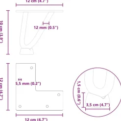 vidaXL Patas de horquilla para mesa de centro (4 unidades), color , 10 cm, acero macizo Blanco New