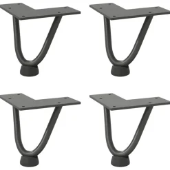 vidaXL Accesorios Para Mesas-Patas de horquilla para mesa de centro (4 unidades, , 10 cm, acero macizo)