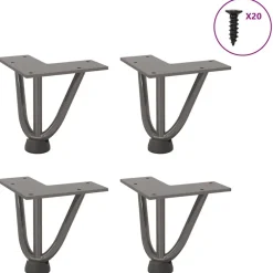 vidaXL Patas de horquilla para mesa de centro (4 unidades, acero , 10 cm, acero macizo) Natural Best