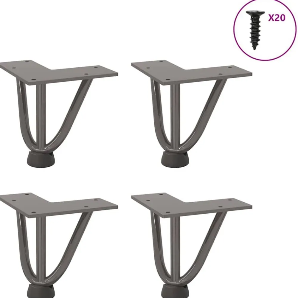 vidaXL Patas de horquilla para mesa de centro (4 unidades, acero , 10 cm, acero macizo) Natural Best