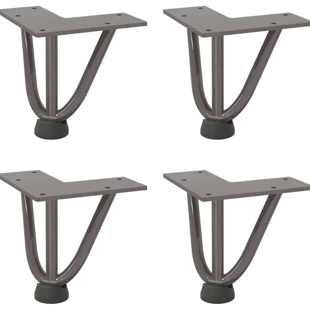 vidaXL Patas de horquilla para mesa de centro (4 unidades, acero , 10 cm, acero macizo) Natural Best