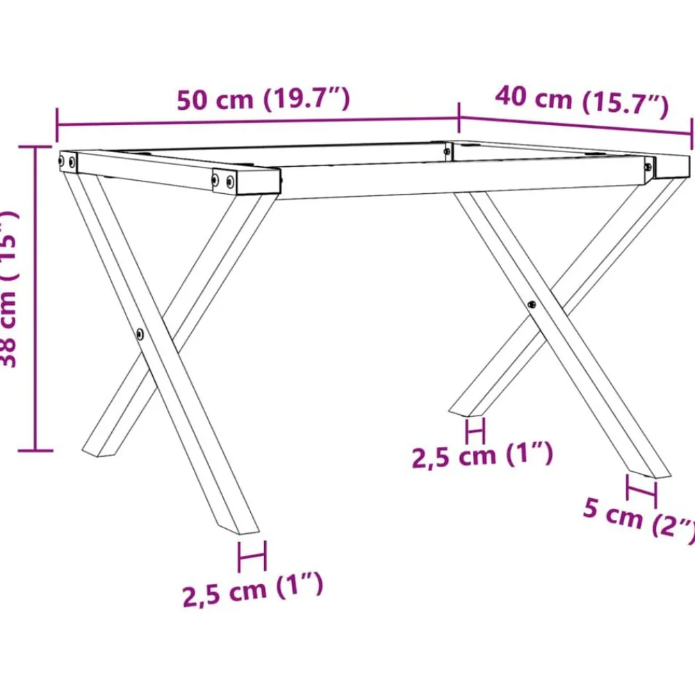 vidaXL Accesorios Para Mesas-Patas de mesa de centro estructura X acero 50x40x38 cm
