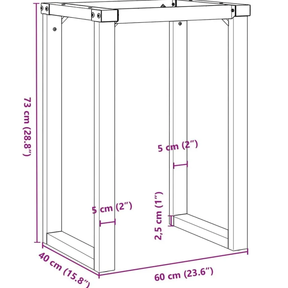 vidaXL Accesorios Para Mesas-Patas de mesa de comedor estructura O acero 60x40x73 cm