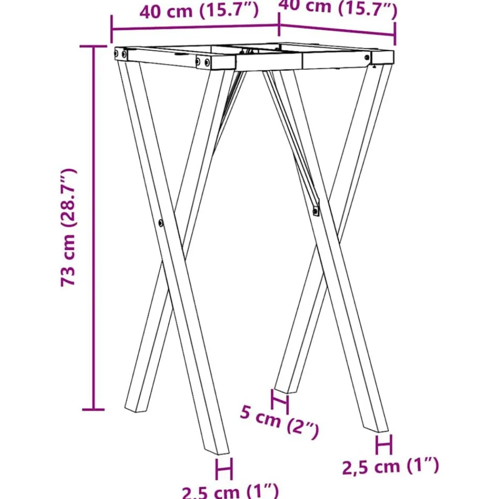 vidaXL Accesorios Para Mesas-Patas de mesa de comedor estructura X acero 40x40x73 cm