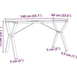 vidaXL Patas de mesa de comedor estructura Y acero 140x60x73 cm Best
