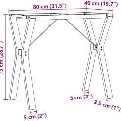 vidaXL Accesorios Para Mesas-Patas de mesa de comedor estructura Y acero 80x40x73 cm