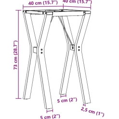 vidaXL Patas de mesa de comedor estructura Y acero 40x40x73 cm New