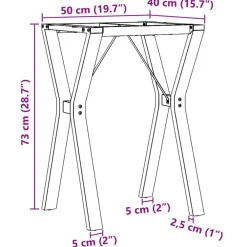 vidaXL Accesorios Para Mesas-Patas de mesa de comedor estructura Y acero 50x40x73 cm