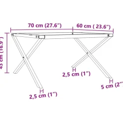 vidaXL Accesorios Para Mesas-Patas de mesa de centro estructura X acero 70x60x43 cm