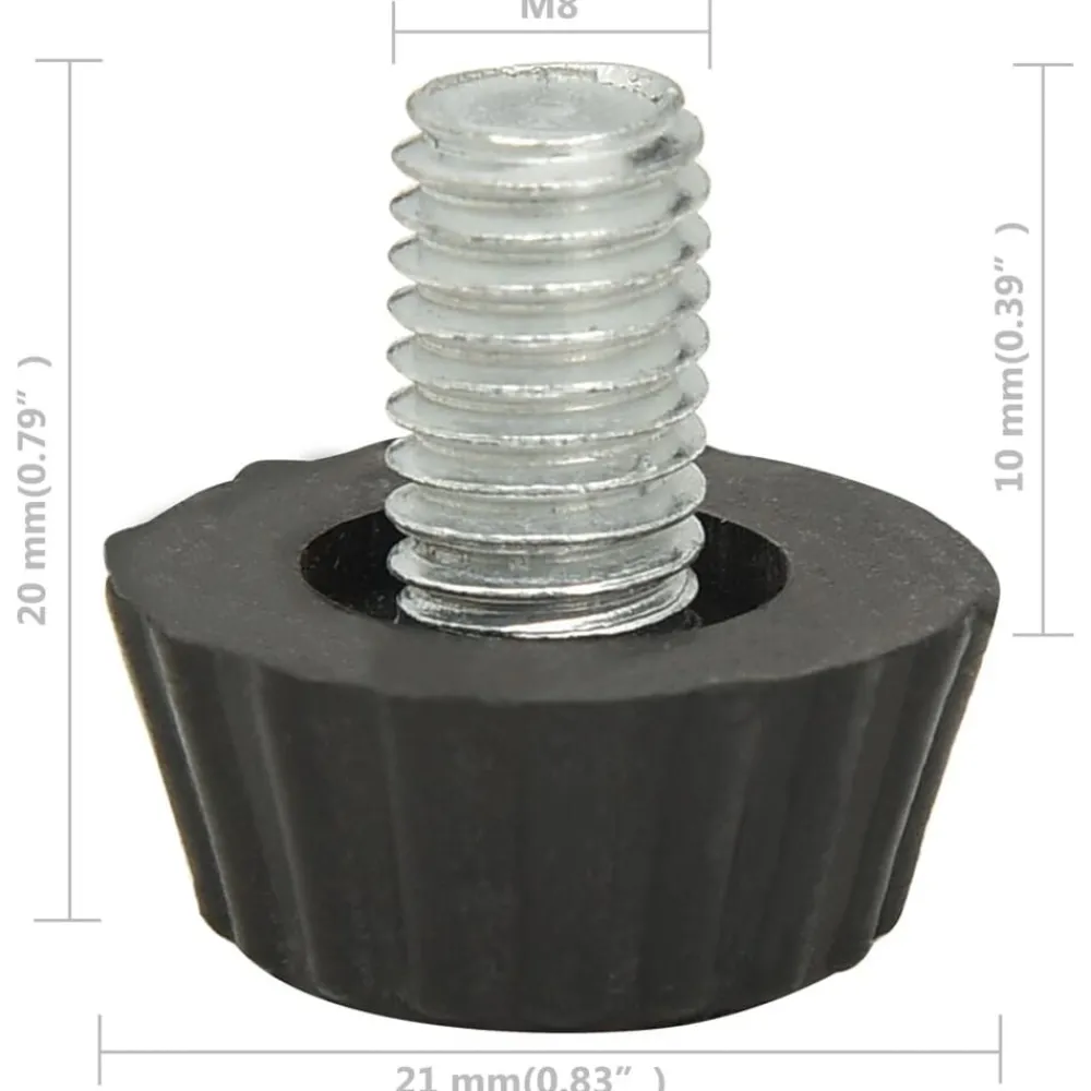 vidaXL Patas de mueble regulables M8 18 unidades negro