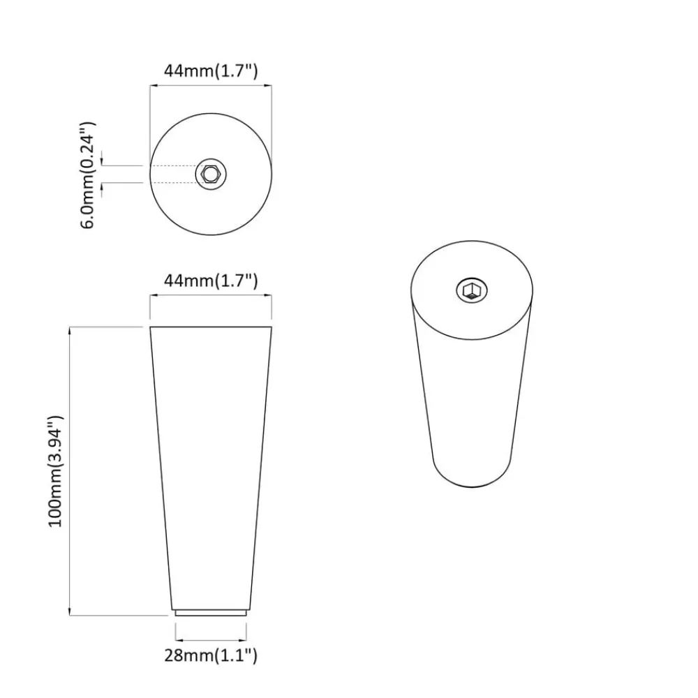 vidaXL Patas de Muebles 2 pcs Marrón Ø 44 x 100 mm Best