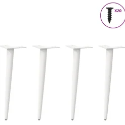 vidaXL Patas para mesa de centro cónicas (4 unidades), color , 30-31 cm, acero Blanco Clearance