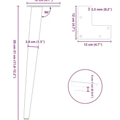 vidaXL Patas para mesa de centro cónicas (4 unidades), color , 30-31 cm, acero Blanco Clearance