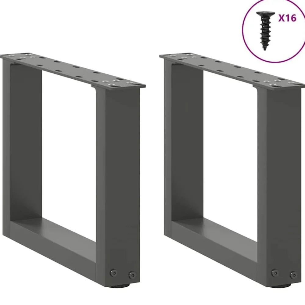 vidaXL Accesorios Para Mesas-Patas para mesa de centro en forma de U (2 unidades), , 30 x (30-31) cm, acero