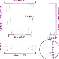 vidaXL Patas para mesa de centro en forma de V (2 unidades), , 30 x (30-31,3) cm, acero Antracita Best