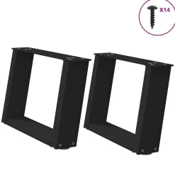 vidaXL Accesorios Para Mesas-Patas para mesa de centro en forma de U (2 unidades), color , 50 x (30-31) cm, acero