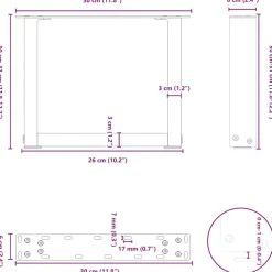 vidaXL Accesorios Para Mesas-Patas para mesa de centro en forma de U (2 unidades), color , 30 x (30-31) cm, acero