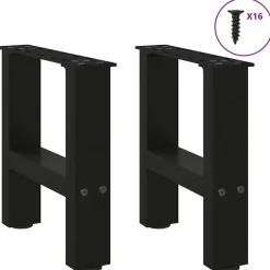 vidaXL Accesorios Para Mesas-Patas para mesa de centro negras (2 unidades, 30 x 31 cm, acero)