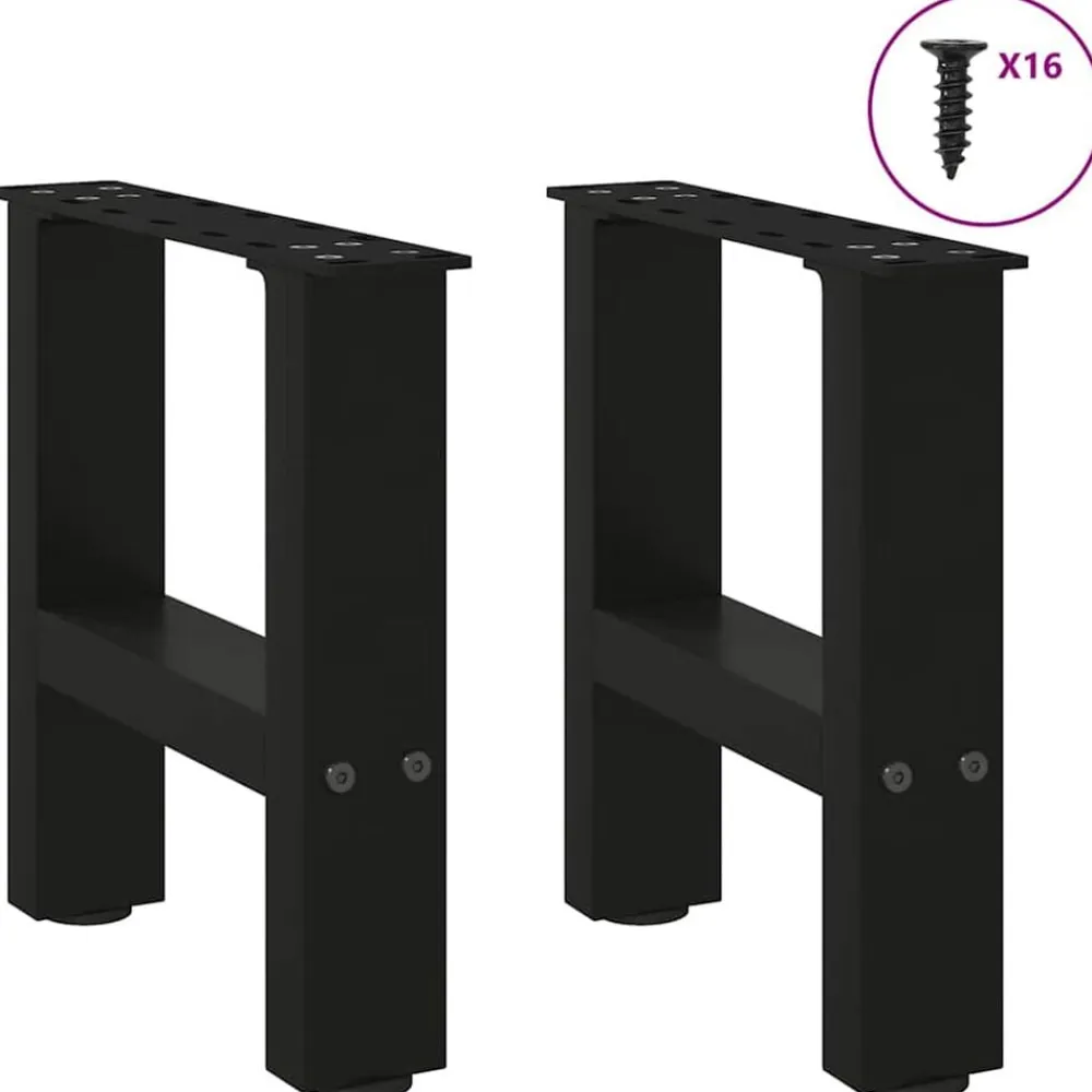 vidaXL Accesorios Para Mesas-Patas para mesa de centro negras (2 unidades, 30 x 31 cm, acero)