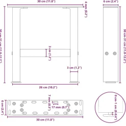 vidaXL Accesorios Para Mesas-Patas para mesa de centro negras (2 unidades, 30 x 31 cm, acero)