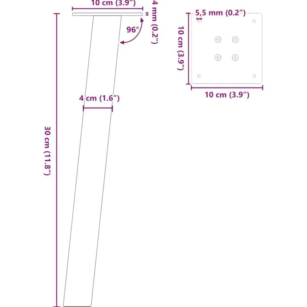 vidaXL Accesorios Para Mesas-Patas para mesa de centro 4 unidades 30 cm acero