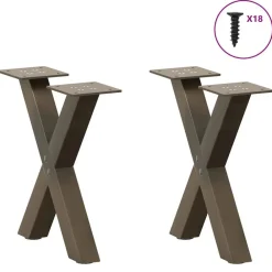 vidaXL Patas para mesa de centro en forma de X (2 unidades, acero , 30 x 30-31 cm) Natural Sale