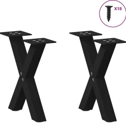 vidaXL Patas para mesa de centro en forma de X (2 unidades), color , 30 x (30-31) cm, acero Negro Hot