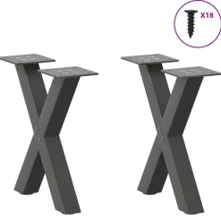 vidaXL Accesorios Para Mesas-Patas para mesa de centro en forma de X (2 unidades), , 37 x (30-31) cm, acero