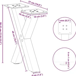 vidaXL Accesorios Para Mesas-Patas para mesa de centro en forma de X (2 unidades), , 37 x (30-31) cm, acero