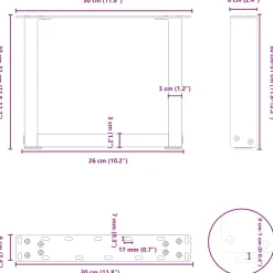 vidaXL Patas para mesa de centro en forma de U (2 unidades, acero , 30 x 30-31 cm) Natural New