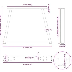 vidaXL Accesorios Para Mesas-Patas para mesa de centro en forma de V (2 unidades), , 30 x (30-31,3) cm, acero