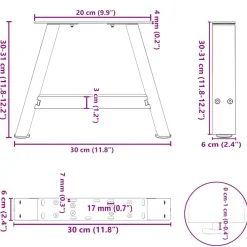 vidaXL Accesorios Para Mesas-Patas para mesa de centro en forma de A (2 unidades), color , 30 x (30-31) cm, acero