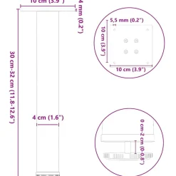 vidaXL Accesorios Para Mesas-Patas para mesa de centro (4 unidades), color , 30-32 cm, acero