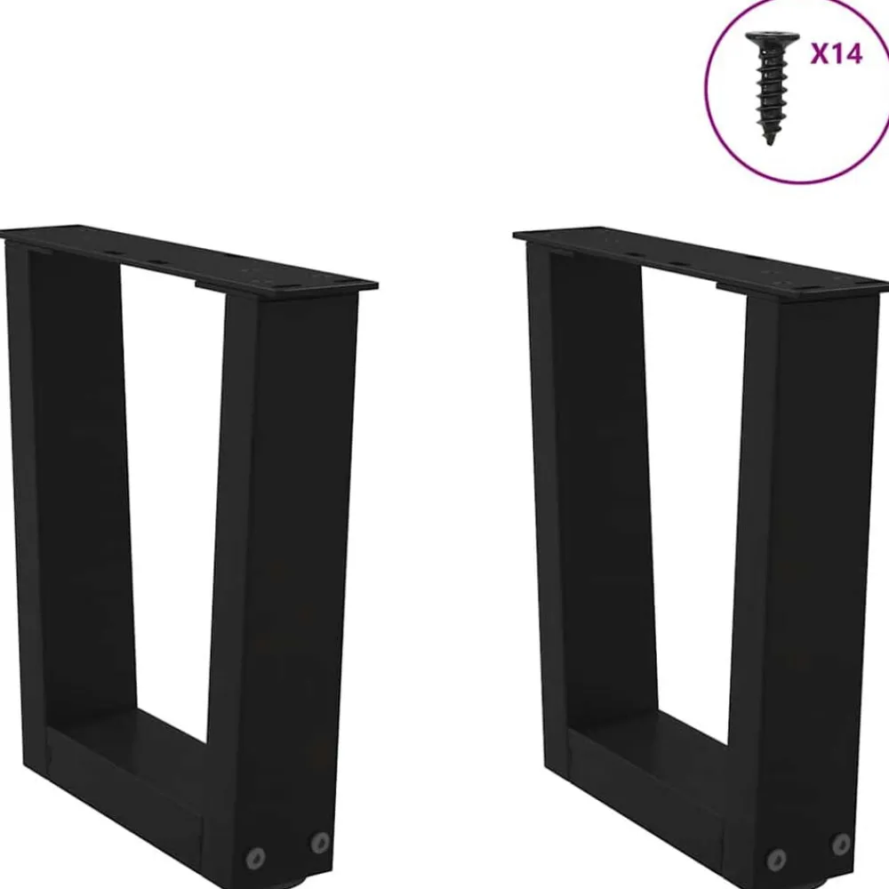 vidaXL Patas para mesa de centro en forma de V (2 unidades), color , 30 x (30-31,3) cm, acero Negro Discount