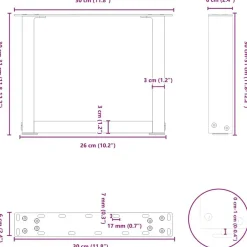 vidaXL Accesorios Para Mesas-Patas para mesa de centro en forma de U (2 unidades), color , 30 x (30-31) cm, acero