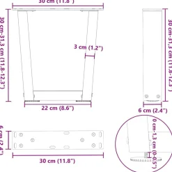 vidaXL Accesorios Para Mesas-Patas para mesa de centro en forma de V (2 unidades), color , 30 x (30-31,3) cm, acero