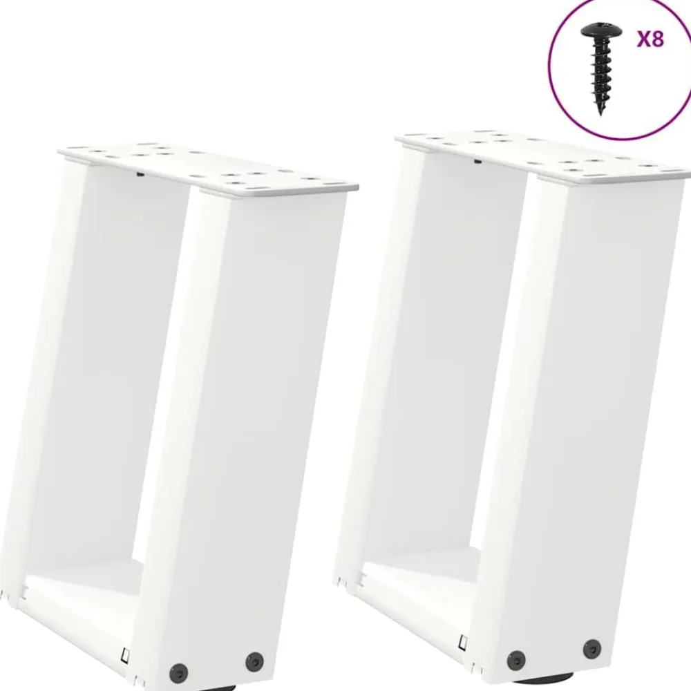 vidaXL Accesorios Para Mesas-Patas para mesa de centro en forma de U (2 unidades), color , 30 x (30-31) cm, acero